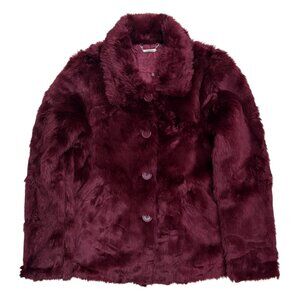 JOUJOU FAUX FUR Burgundy Designer Winter Parka Jacket Coat Womens Large